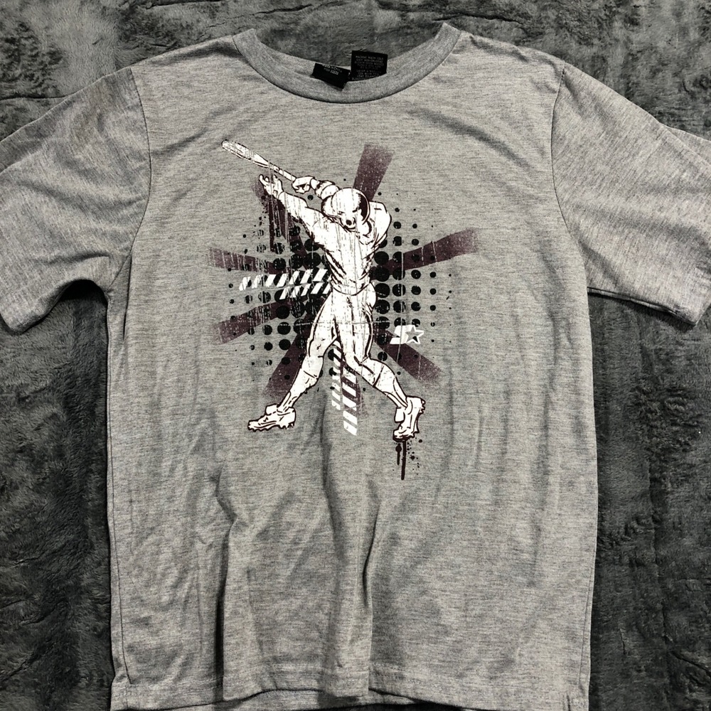 Starter Baseball Graphic Tee Boys XXL 18 Silver Short Sleeve Shirt‎
